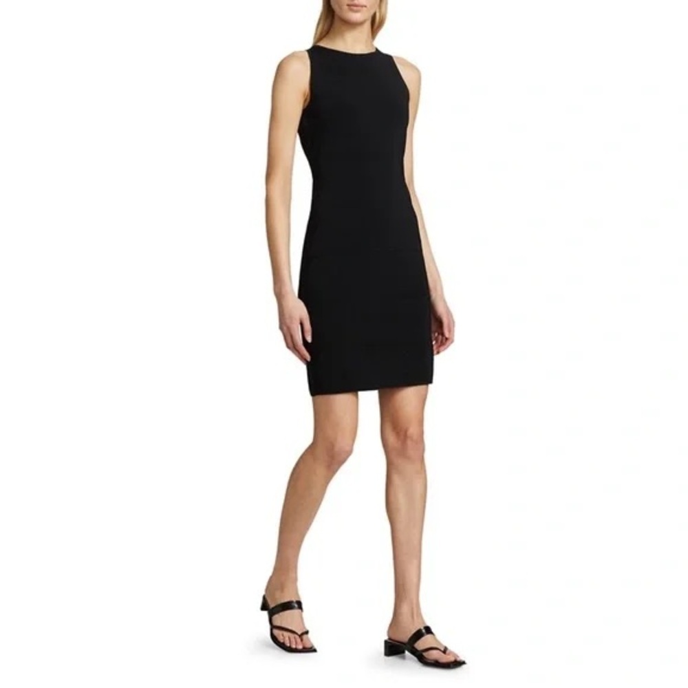 Theory Pointelle Dress in Black Stretch Knit Size P New - Picture 3 of 11